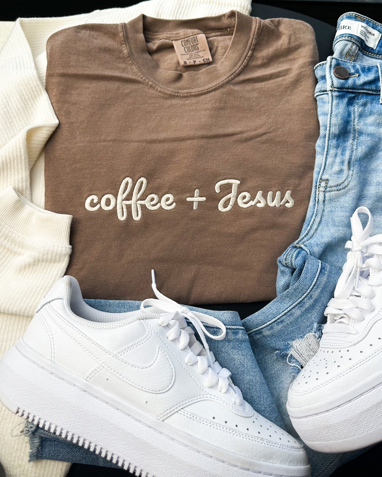 Coffee + Jesus EMB Graphic Tee