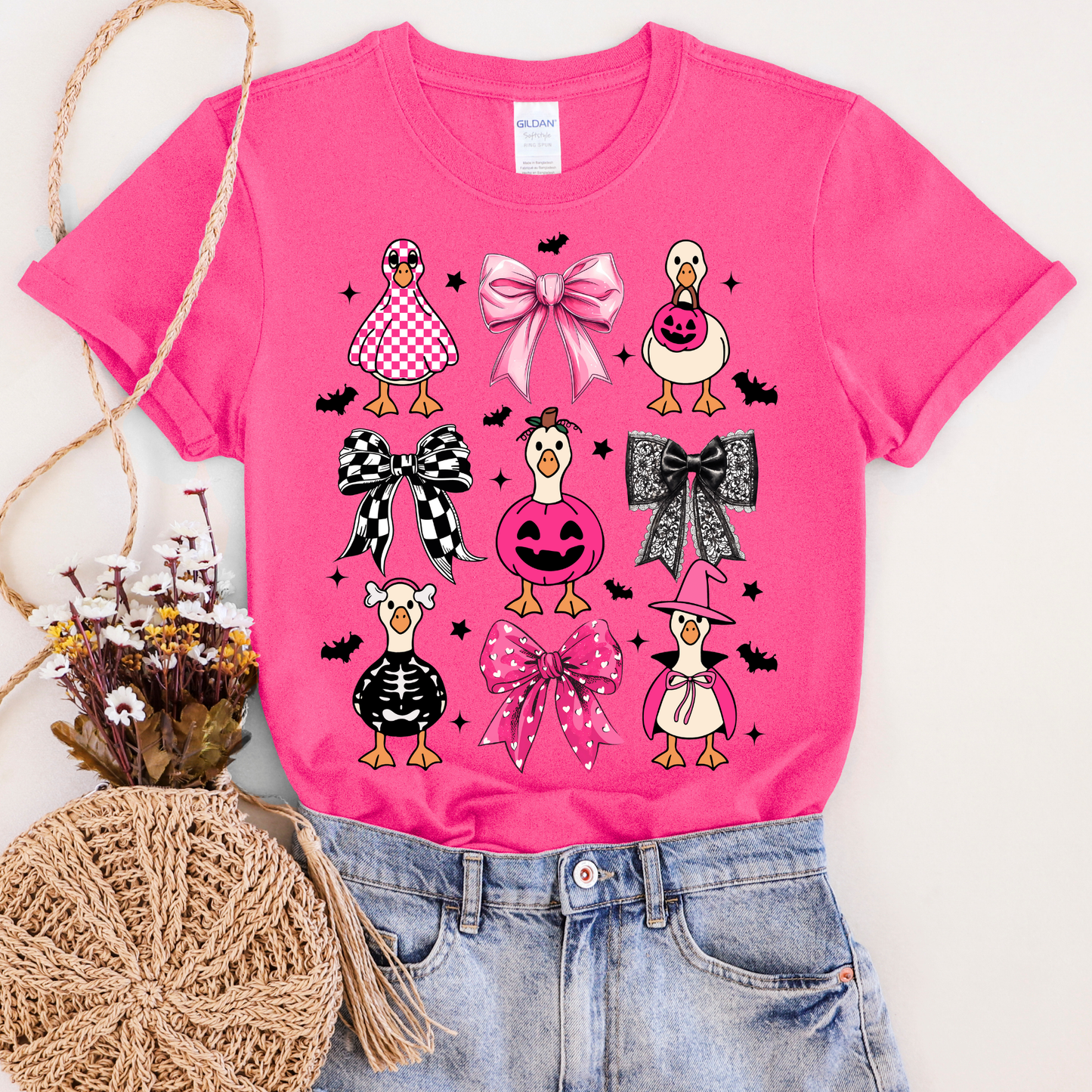 Pink Halloween Geese Graphic Tee