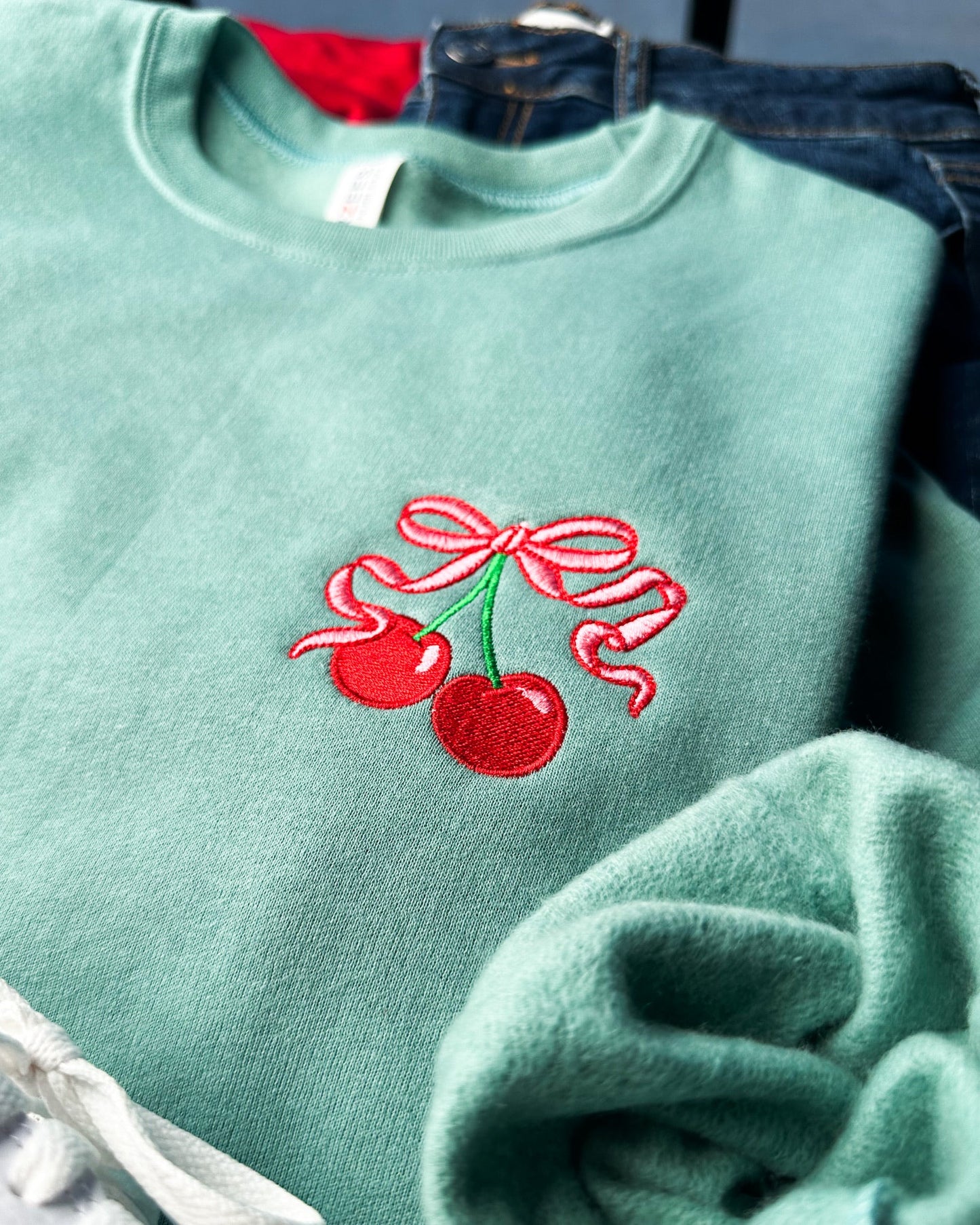 Cherry Embroidery Graphic Sweatshirt
