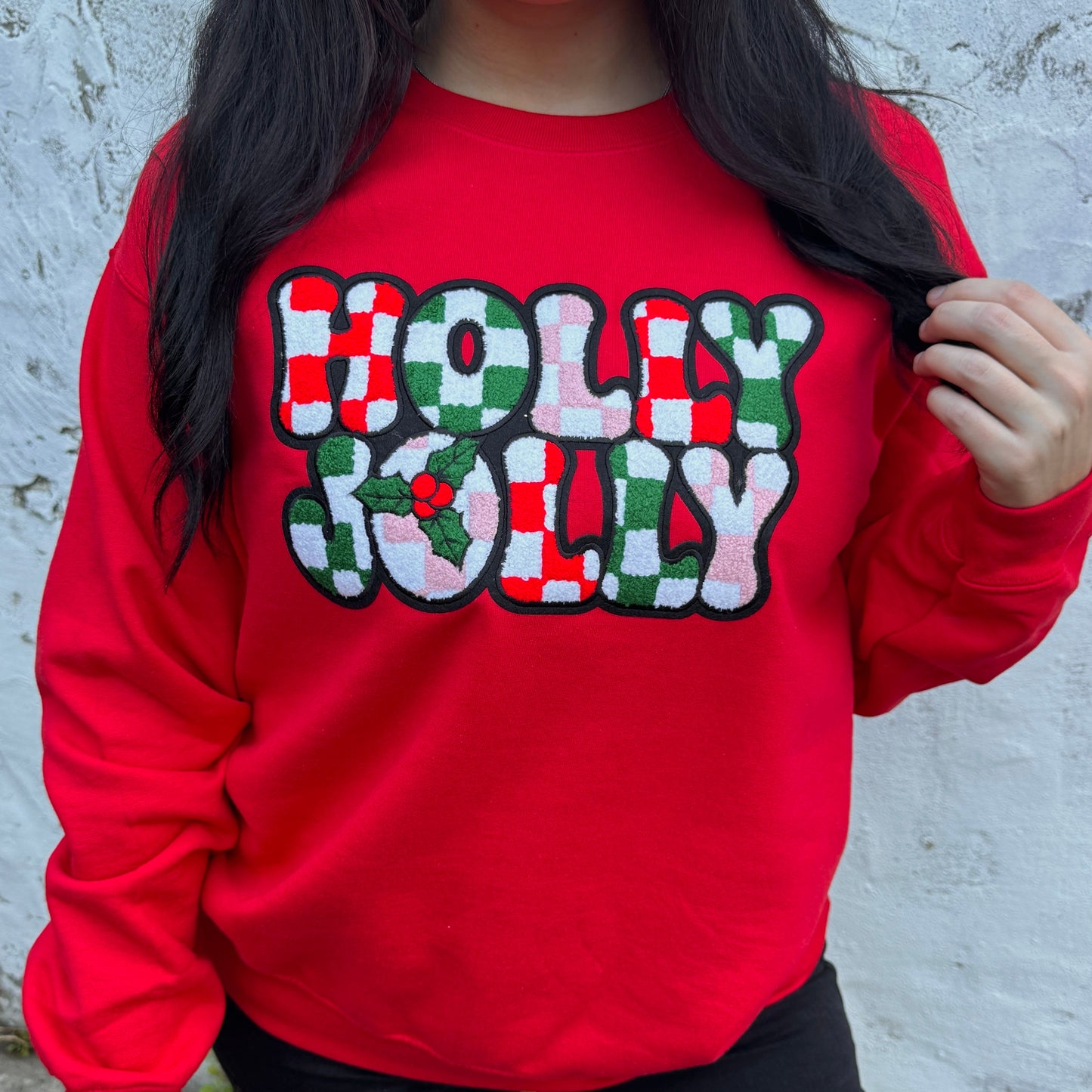 Holly Jolly Patch Graphic Crewneck