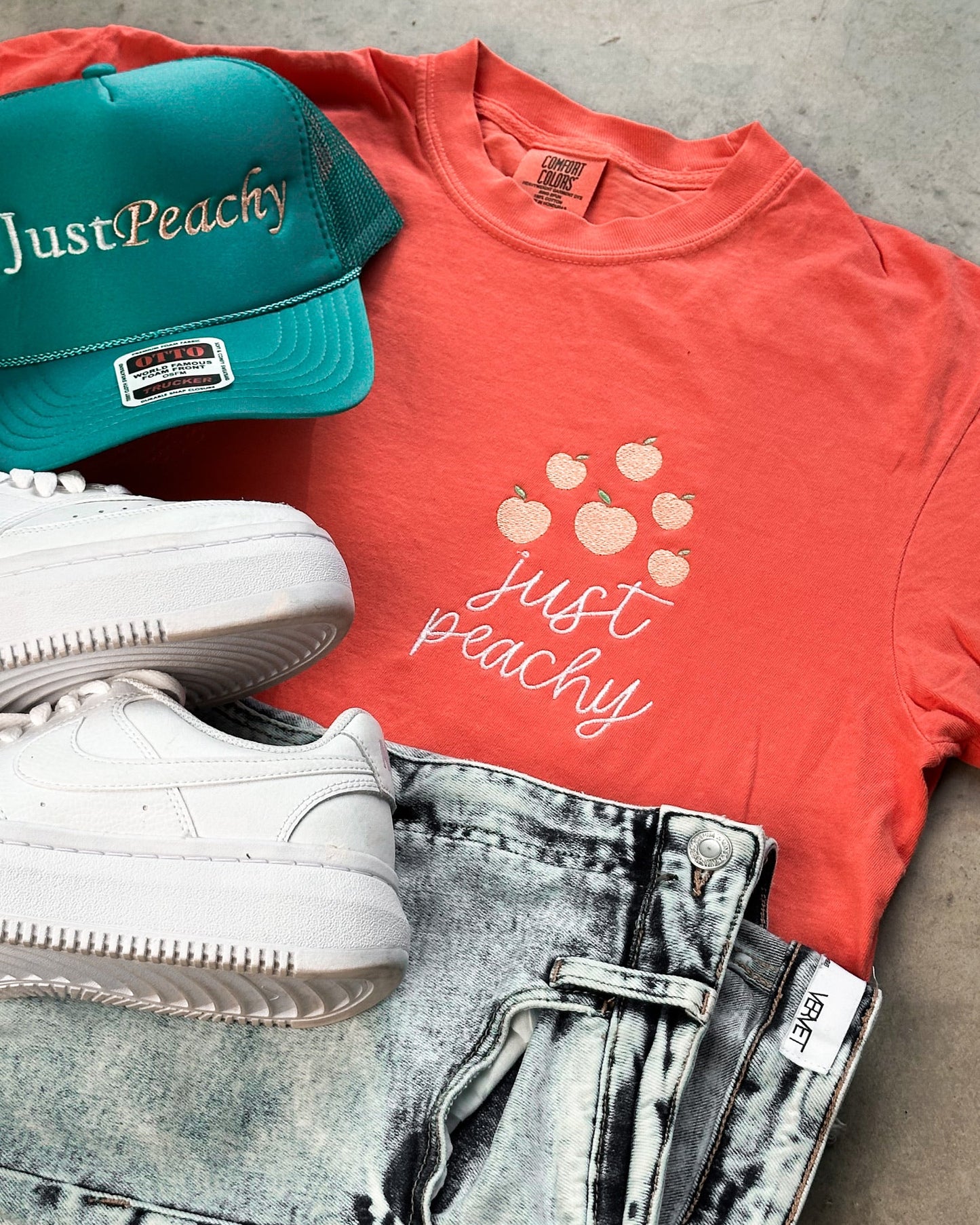 Just Peachy Embroidery Graphic Tee