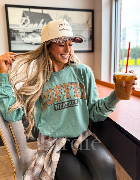 Coffee Weather Long Sleeve Graphic Tee