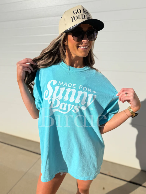Sunny Days Graphic Tee on Lagoon Blue - MADE TO ORDER