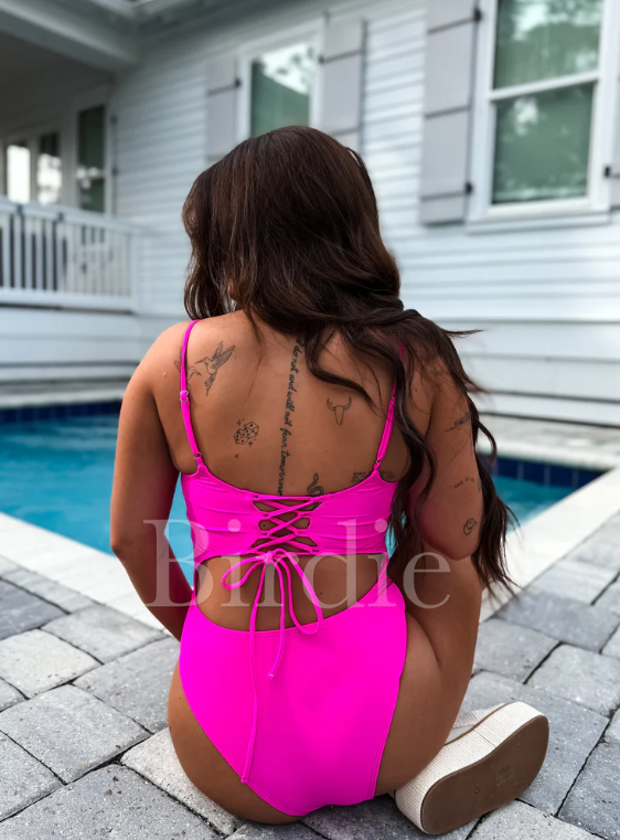 Hot Pink Energy Crush Cutout One Piece Swimsuit - Preorder - End of April