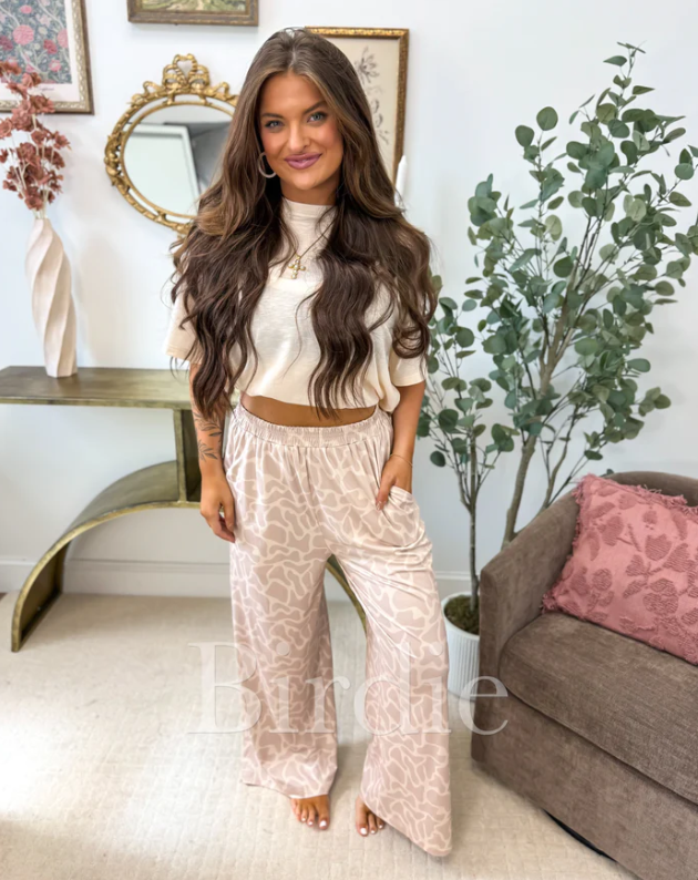 Flowy Wide-Leg Pants in Bare Marsh Camo - Preorder - May