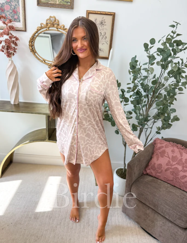 Long Sleeve Sleep Dress in Bare Camo - Preorder - May