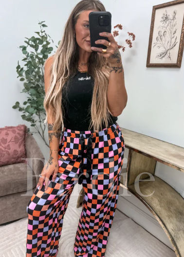 Stretchy Lounge Pants 2.0 - Candy Corn Checkered - Preorder - August