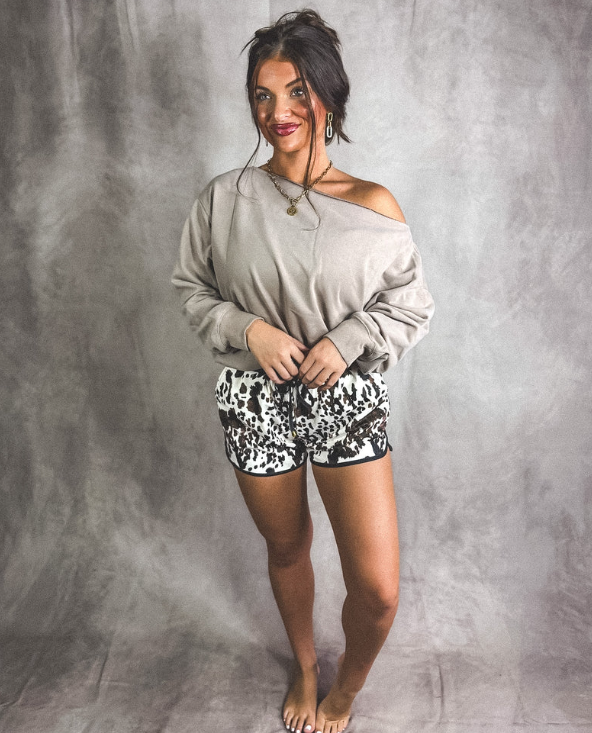 Slouchy Off the Shoulder Sweatshirt in Toasted Almond - November Preorder