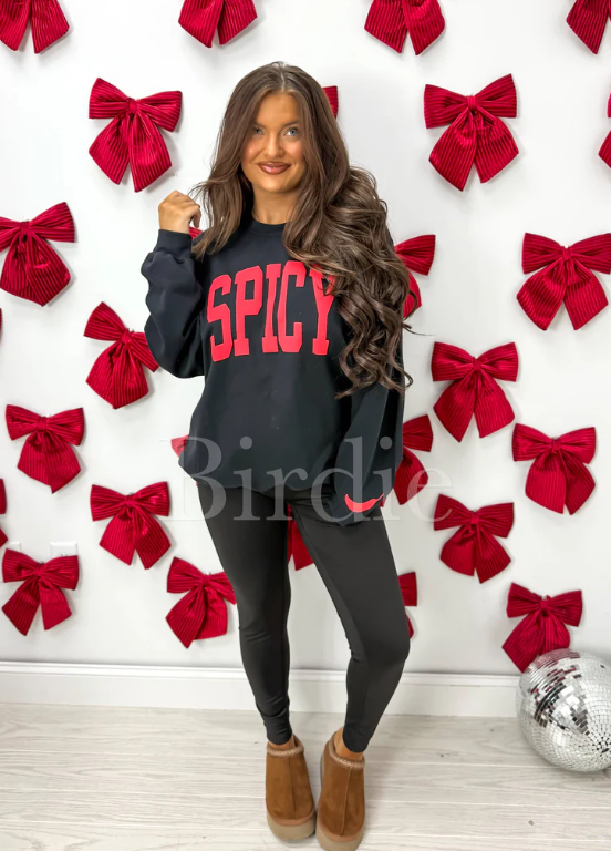 SPICY - Graphic Sweatshirt - Black - RTS