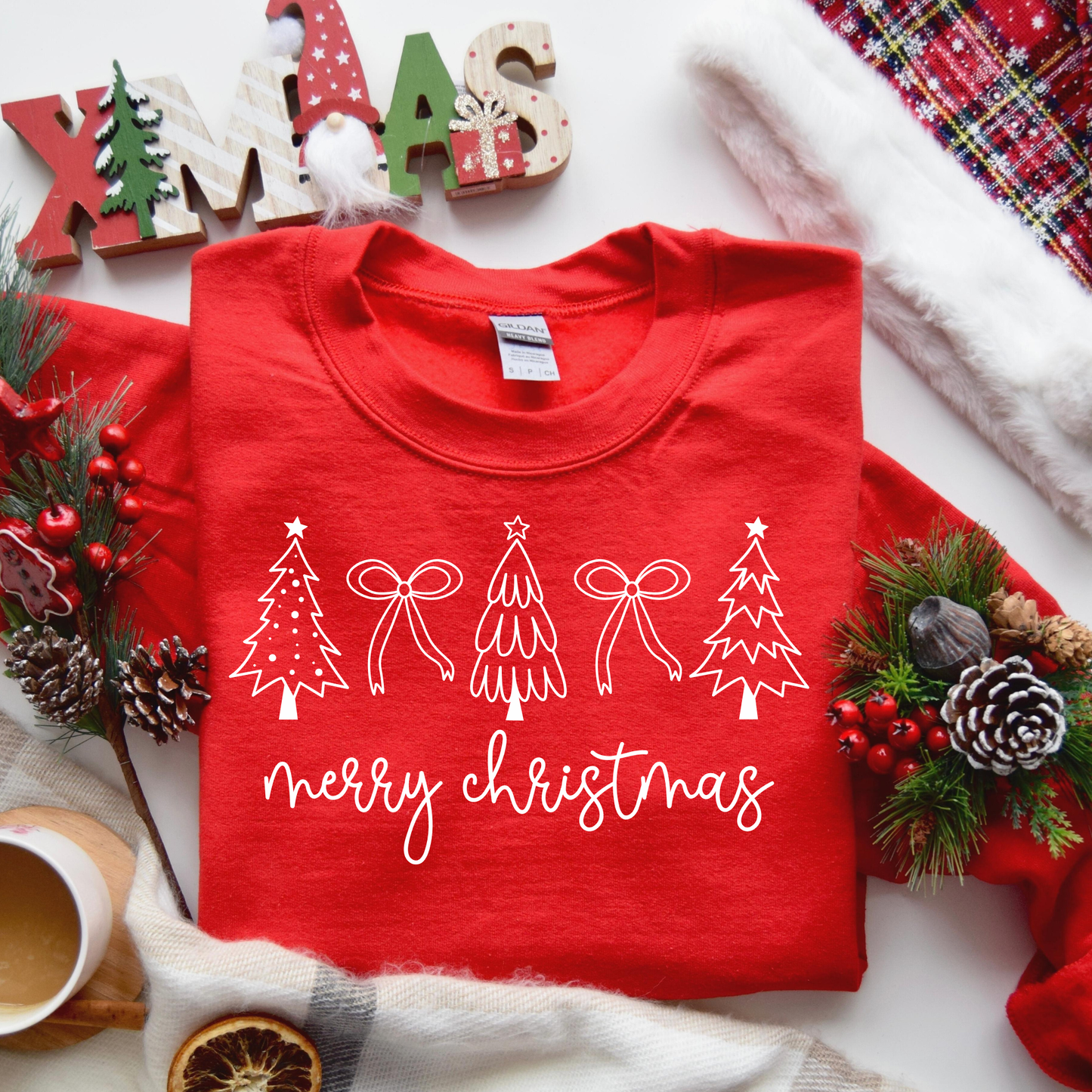 Merry Christmas Trees And Bows Graphic Tee *MARKET DEAL*