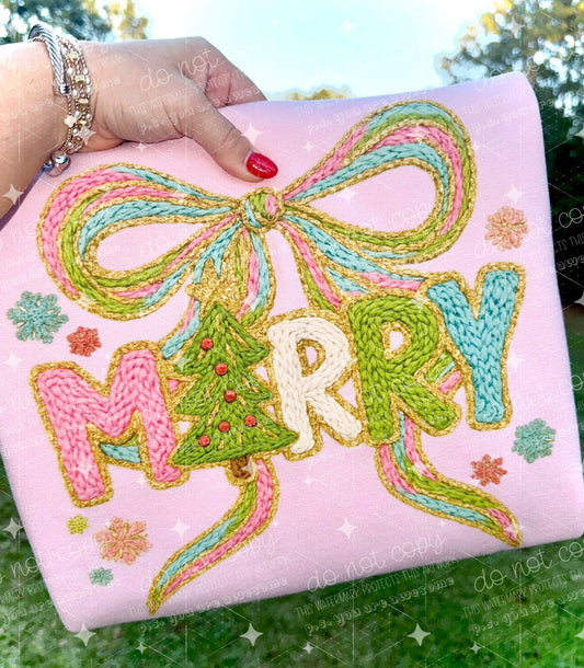 YARN MERRY - Faux DTF Printed Graphic Sweatshirt