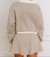 Beige Raw Edge Skirt Set RTS