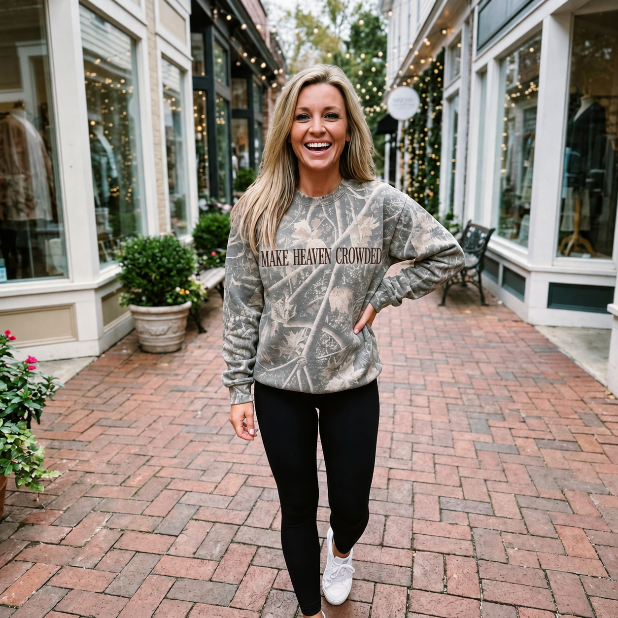 Make Heaven Crowded - Camo Embroidered Crewneck