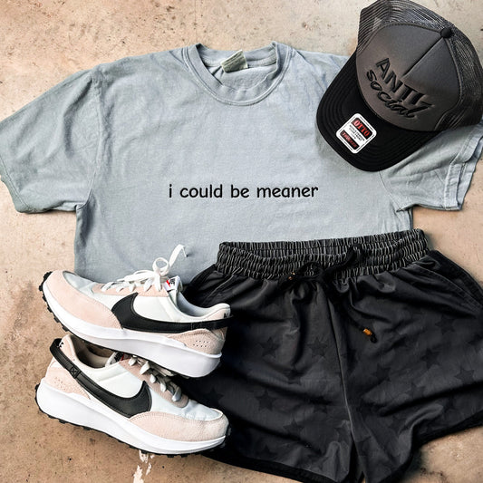 I Could Be Meaner Embroidery Graphic Tee