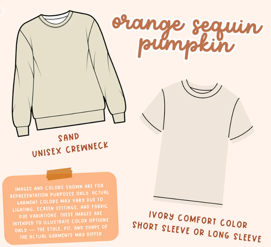 Orange Sequin Pumpkin - TShirt or Sweatshirt