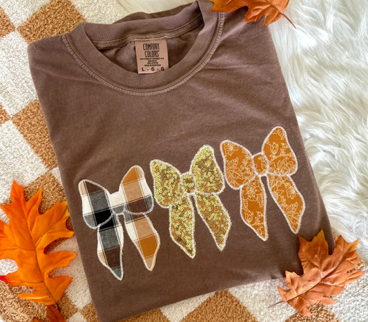 Fall Bows Brown / Gold Theme Tee