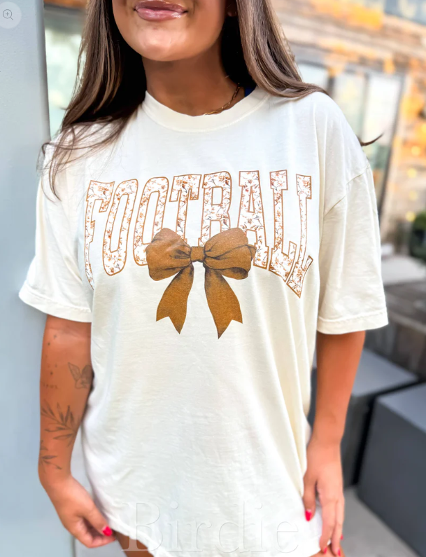 Floral Football with Bow Ivory Graphic Tee