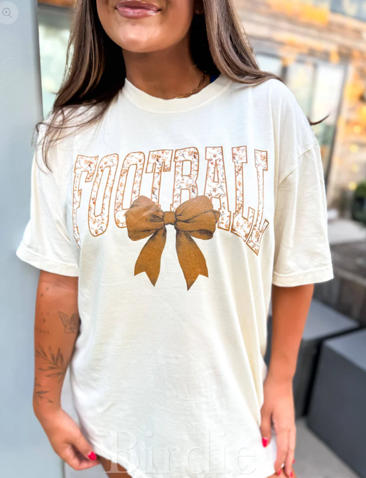 Floral Football with Bow Ivory Graphic Tee