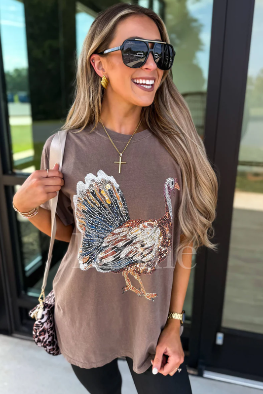 Rhinestone TURKEY Graphic Tee