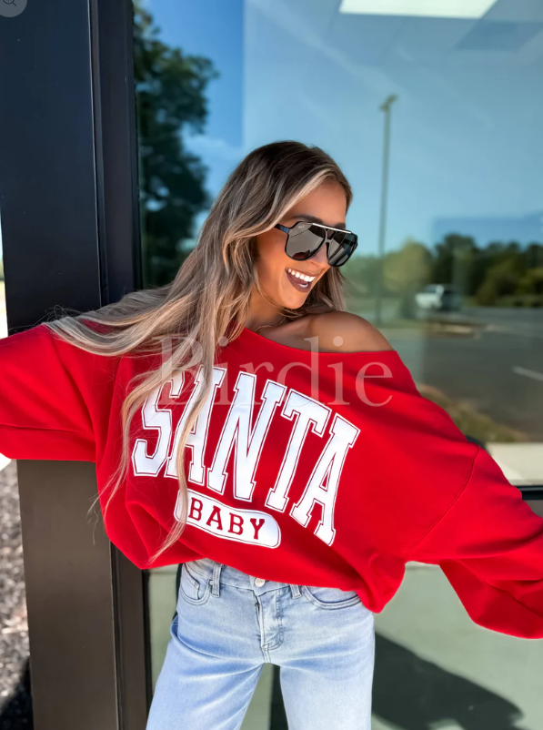 SANTA Baby - Off the Shoulder Graphic Tee