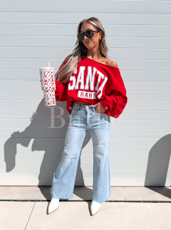 SANTA Baby - Off the Shoulder Graphic Tee