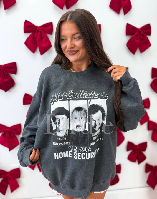 Home Security Graphic Crewneck - Charcoal