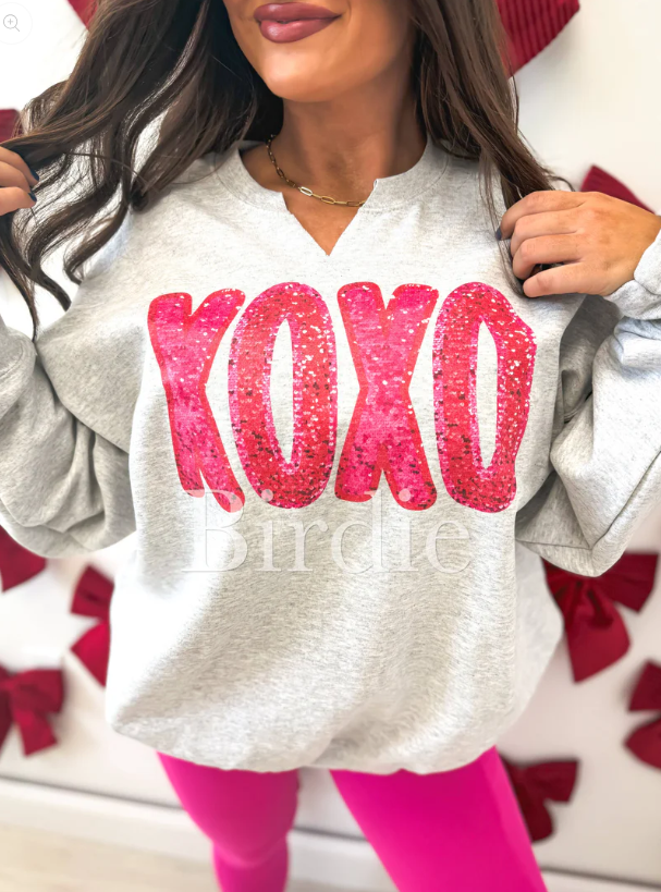 XOXO - Split Neck Graphic Crew neck