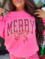 Pink Merry Checkered Graphic Crewneck on Neon Pink