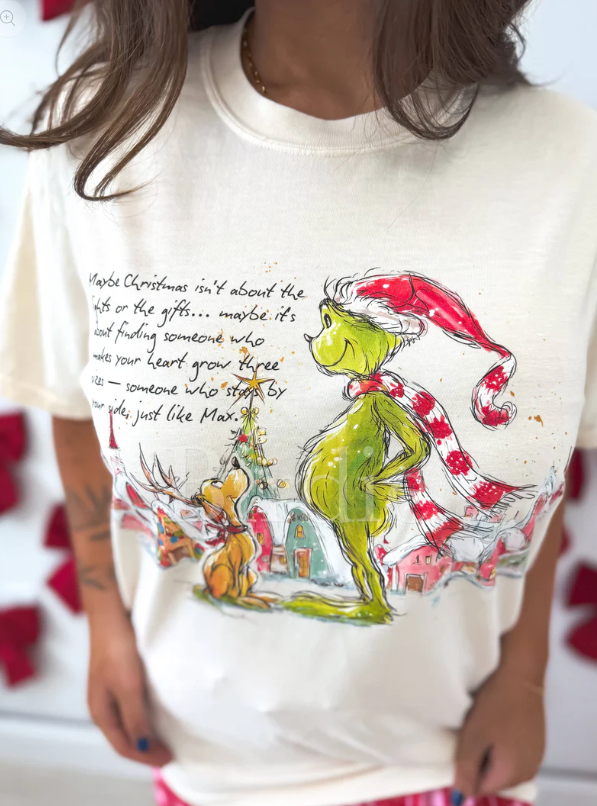 Grinch & Max with Quote Graphic tee on Ivory