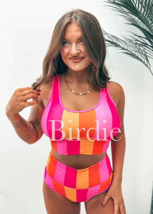 Two Piece Swimsuit in Pink Lemonade Striped (Sold as Set) - PREORDER (Mid March)