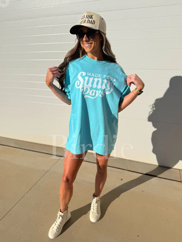 Sunny Days Graphic Tee on Lagoon Blue - MADE TO ORDER