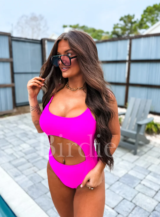 Hot Pink Energy Crush Cutout One Piece Swimsuit - Preorder - End of April