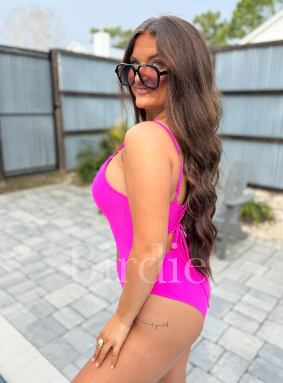 Hot Pink Energy Crush Cutout One Piece Swimsuit - Preorder - End of April