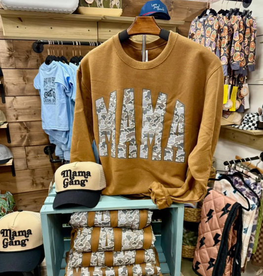 Brown CAMO MAMA CREWNECK