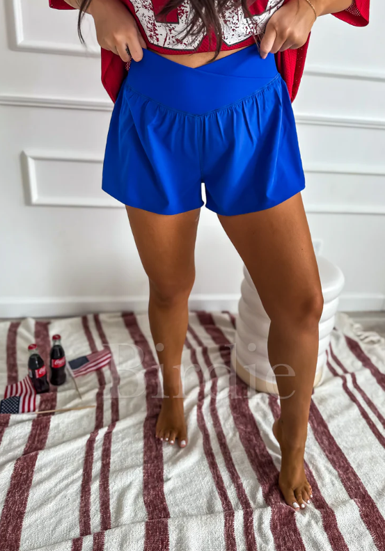Crossover Lined Active Shorts in Electric Blue - Preorder (May)