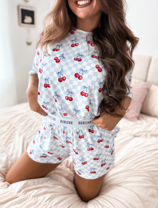 Tee Boxer Short Set in Cherry Bell (Sold as Set) - Preorder (May)