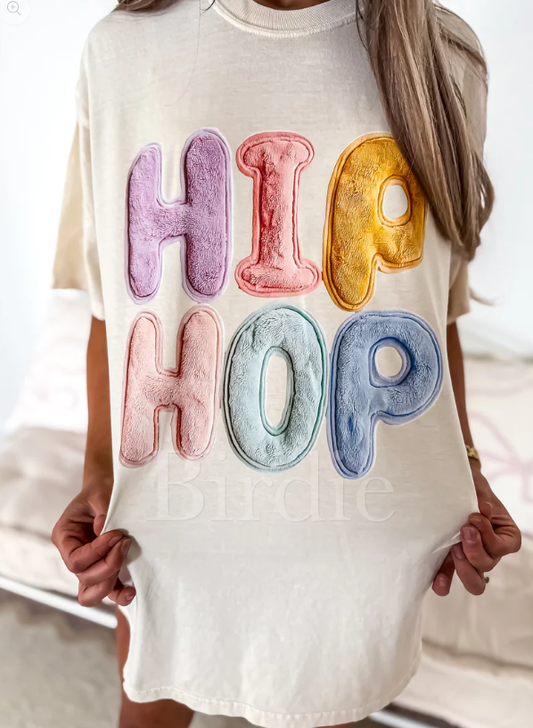 Faux Plush HIP HOP Graphic Tee on Ivory