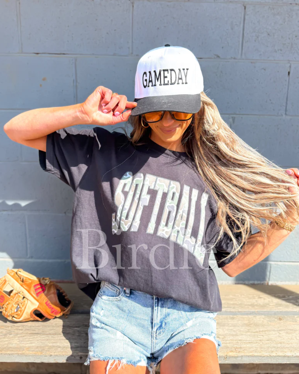 Softball Duck Camo Graphic Tee on Black