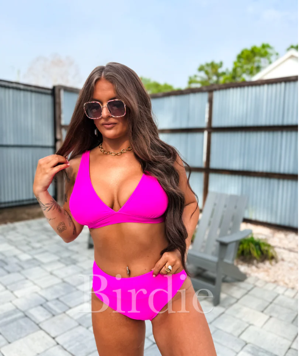 Flaming Flow 2 Piece Swimsuit in Neon Violet (Sold As Set) - Preorder - May (Copy)