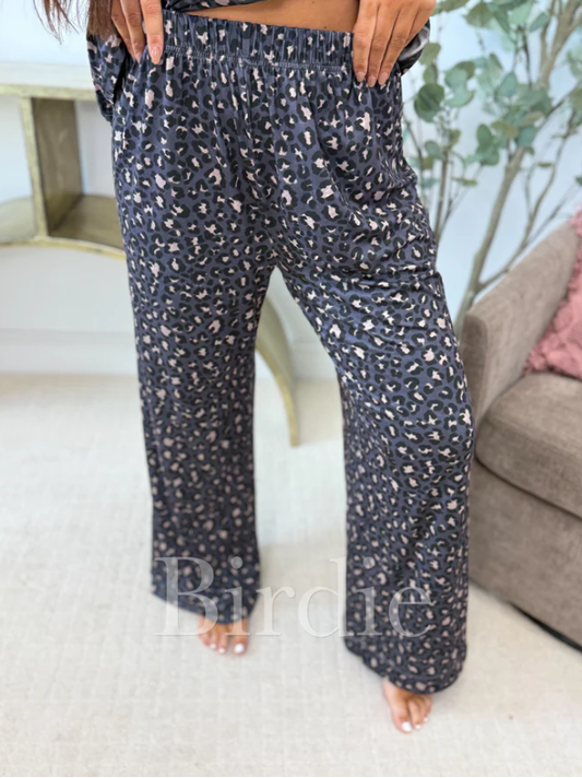 Short Sleeve PJ Set In Indigo Wild Leopard (sold as set) - Preorder - May