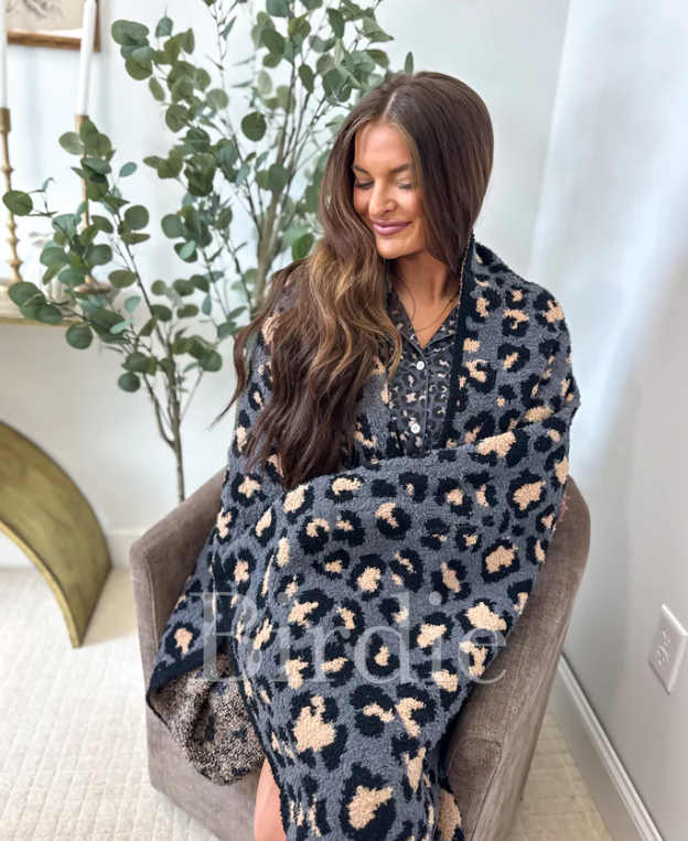 Indigo Wild Leopard Blanket Preorder - May