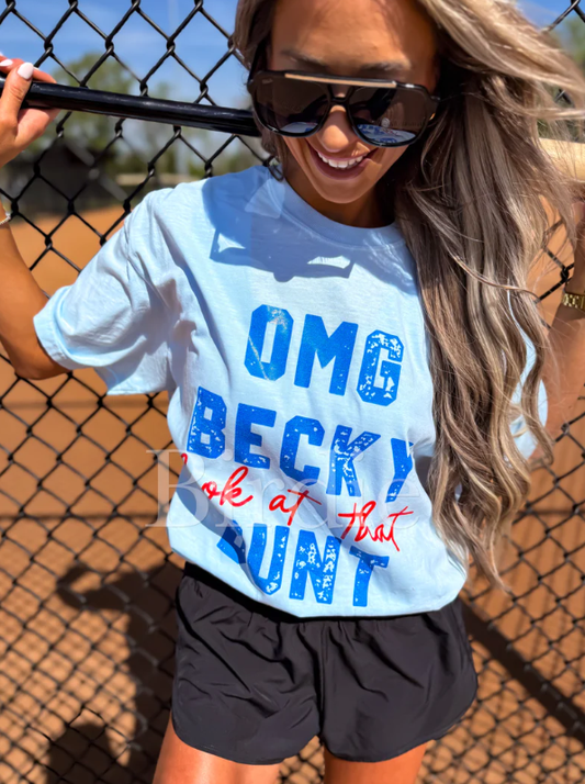 OMG Becky Look at that BUNT - Graphic Tee - Chambray
