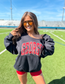 Georgia Off the Shoulder Graphic Crewneck on Black