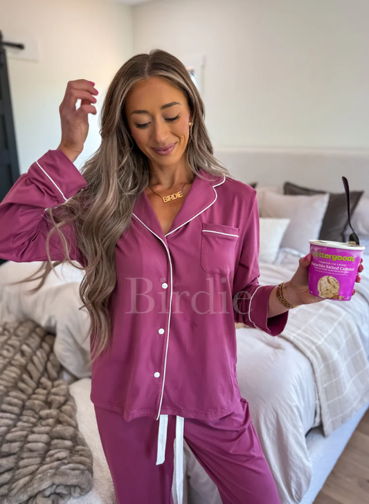 Bedtime Bliss Two Piece Love Sleeve Set in Berry Cream Dream (sold as set)- Preorder - August