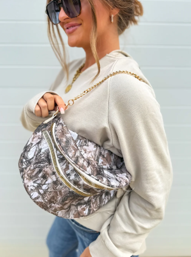 DARK Camo Double Zipper Crossbody Bag