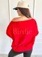 Off Shoulder Slouchy Pullover in Ruby Rush - Preorder - September