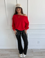 Off Shoulder Slouchy Pullover in Ruby Rush - Preorder - September