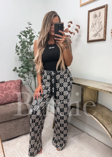 Stretchy Lounge Pants 2.0 in Boo Board Checkered - Shipping end of July / Early August