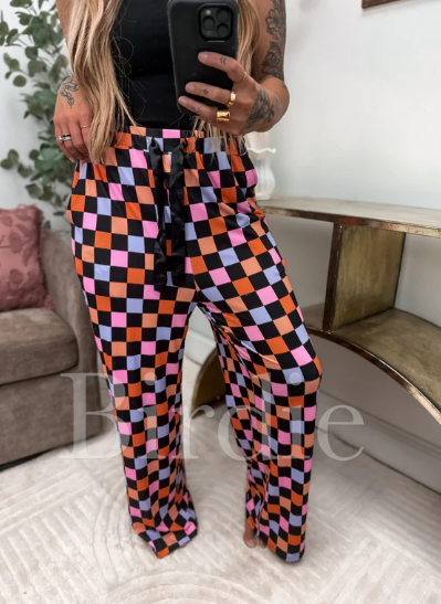 Stretchy Lounge Pants 2.0 in Candy Corn Checkered - Shipping end of July / Early August