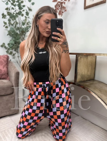 Stretchy Lounge Pants 2.0 in Candy Corn Checkered - Shipping end of July / Early August